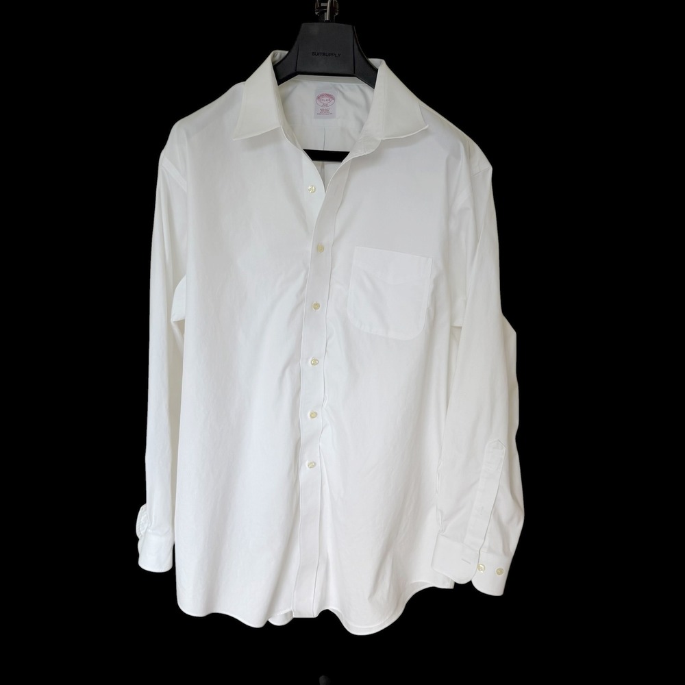 Brooks Brothers 346 Sz 17.5 34/35 White Non-Iron Regular Fit Dress Shirt
